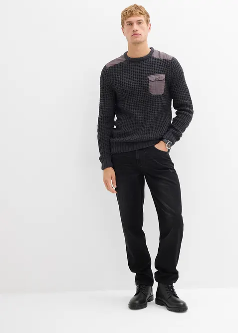 Maglione in filato grosso con tasca a patta, bonprix