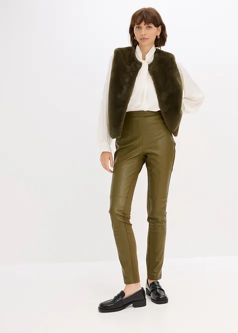 Pantaloni in similpelle di misto punto di Roma, bonprix