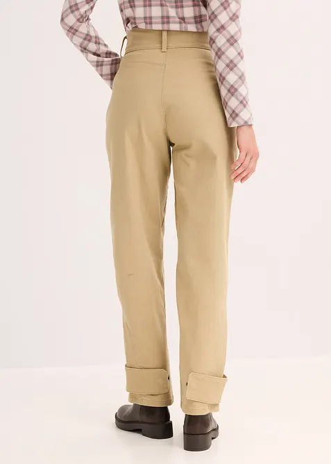 Pantaloni in twill a vita alta, bonprix