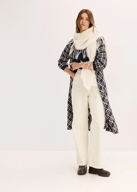 Pantaloni larghi di velluto a coste con cintura da annodare, bonprix