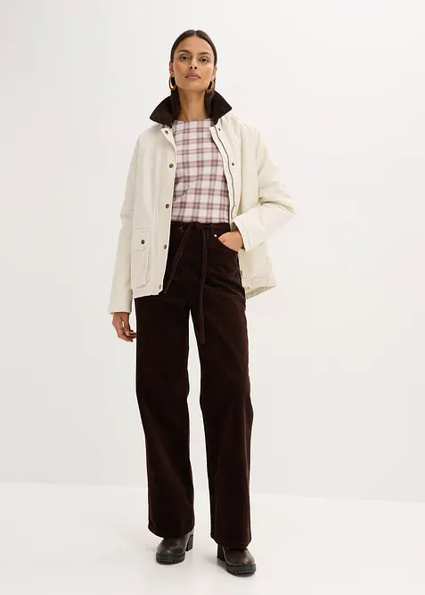 Pantaloni larghi di velluto a coste con cintura da annodare, bonprix