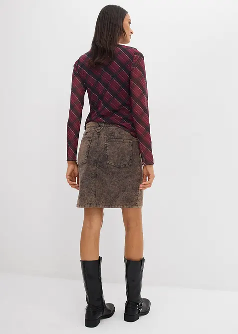 Gonna corta in velluto a coste con effetto lavato, bonprix