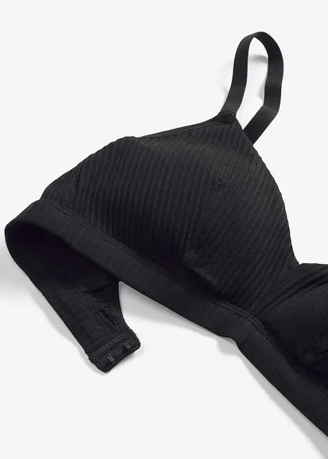 Bralette imbottita senza ferretto in cotone biologico a coste, bonprix