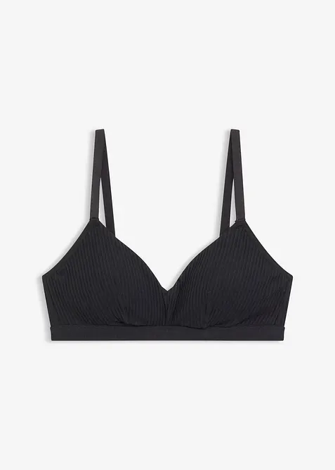 Bralette imbottita senza ferretto in cotone biologico a coste, bonprix