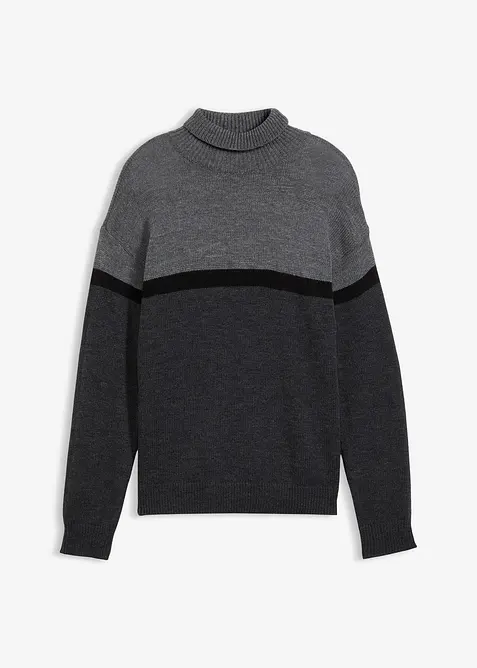Maglione color block a collo alto, bonprix
