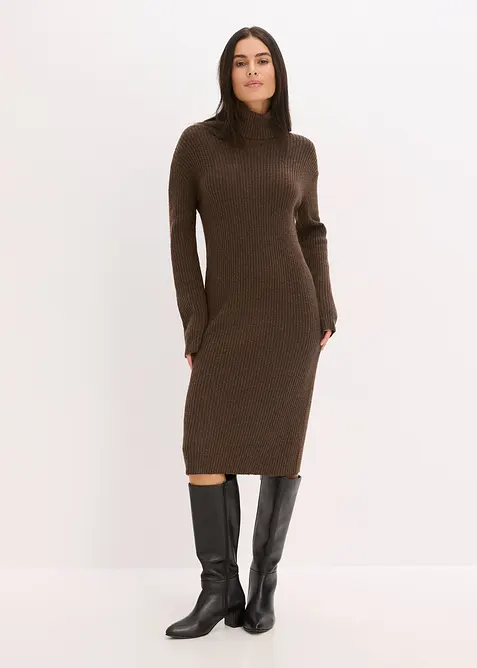 Abito in maglia a coste a collo alto, bonprix