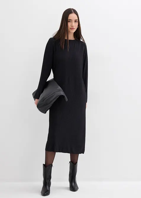 Abito midi in crinkle strutturato, bonprix