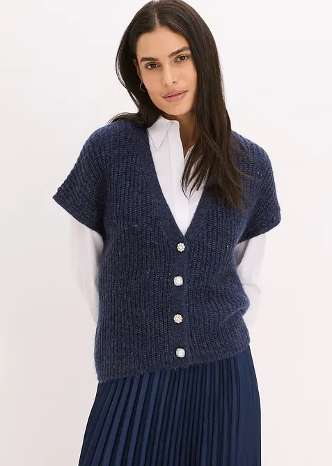 Gilet in maglia con bottoni decorativi e percentuale di lana, bonprix