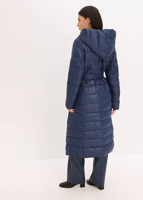 Cappotto trapuntato con inserto in simil lana e cintura da annodare, bonprix