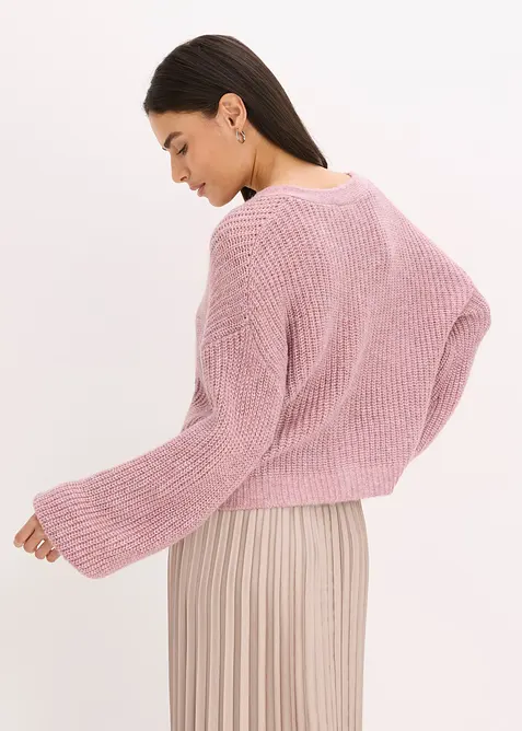 Cardigan corto con filato glitterato in misto lana, bonprix