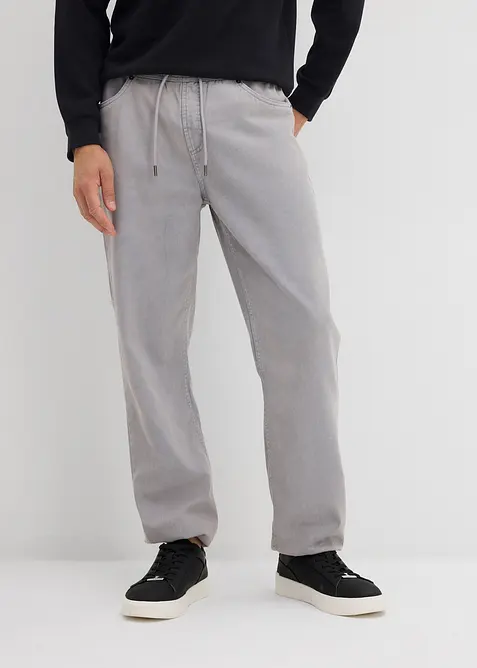 Pantaloni svasati con elastico in vita in twill di puro cotone, relaxed fit, bonprix