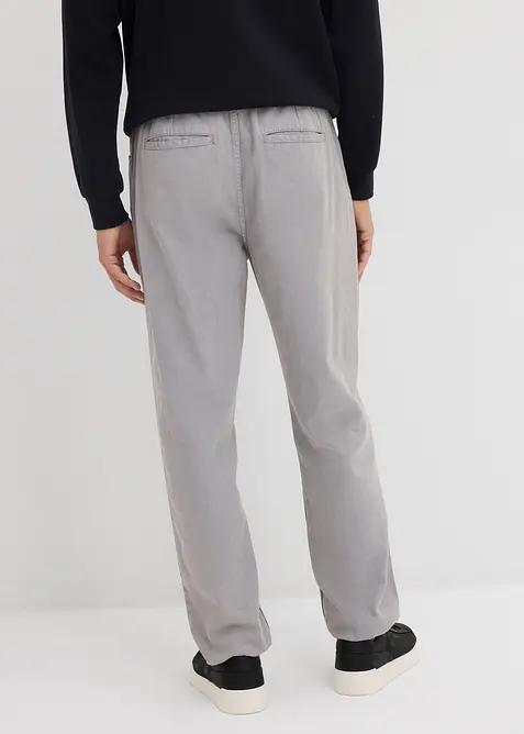 Pantaloni svasati con elastico in vita in twill di puro cotone, relaxed fit, bonprix