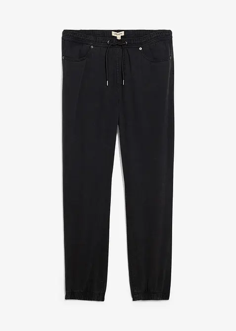 Pantaloni svasati con elastico in vita in twill di puro cotone, relaxed fit, bonprix