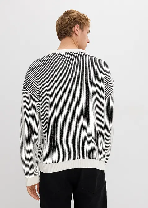 Maglione a coste in misto cotone, loose fit, bonprix