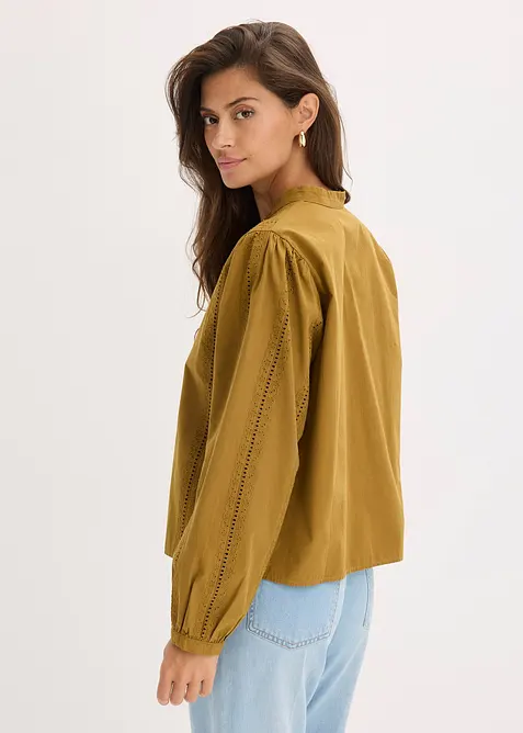 Blusa in cotone con dettagli in pizzo, bonprix
