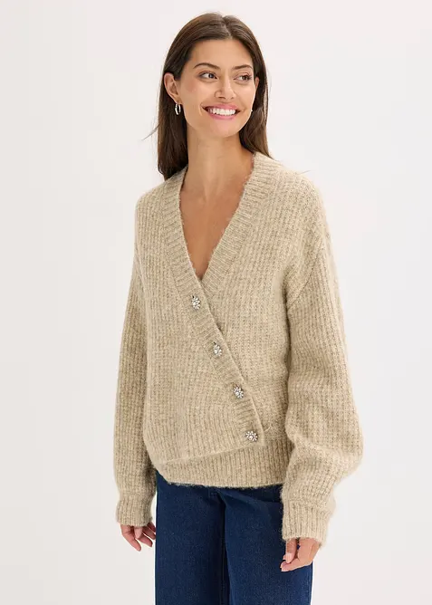 Cardigan in filato grosso di misto lana morbido, bonprix
