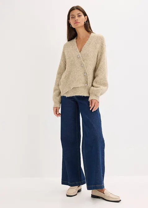 Cardigan in filato grosso di misto lana morbido, bonprix