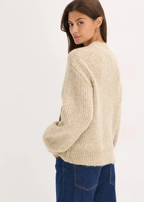 Cardigan in filato grosso di misto lana morbido, bonprix