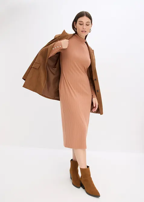 Abito di jersey a coste in misto viscosa, bonprix