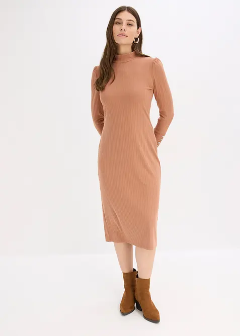 Abito di jersey a coste in misto viscosa, bonprix