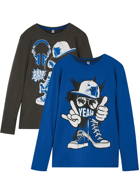 Maglia a maniche lunghe con cotone biologico (pacco da 2), bonprix