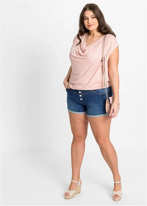 Maglia con scollo a cascata in misto viscosa, bonprix