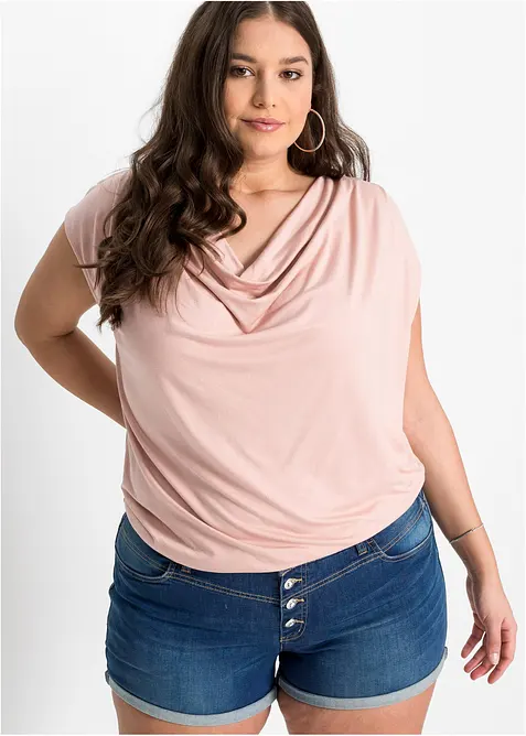 Maglia con scollo a cascata in misto viscosa, bonprix