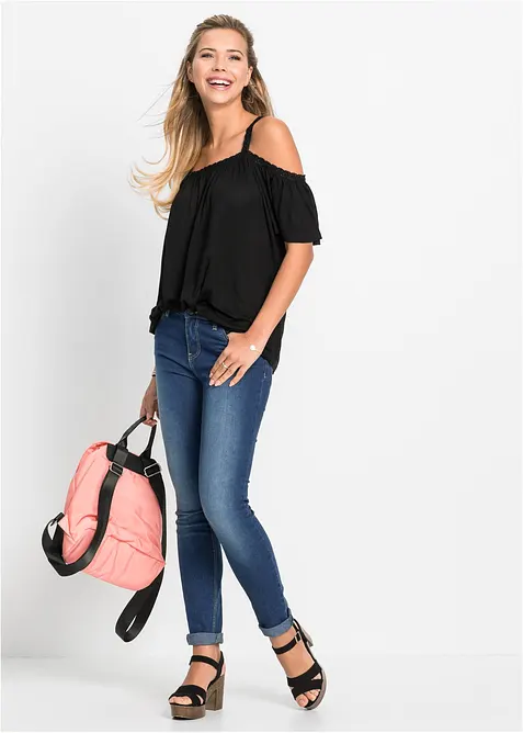 Maglia a spalle scoperte in morbida viscosa, bonprix