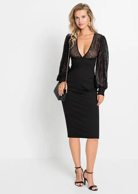 Abito con pizzo che valorizza la silhouette, bonprix