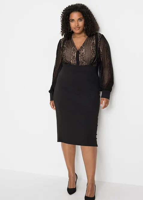 Abito con pizzo che valorizza la silhouette, bonprix