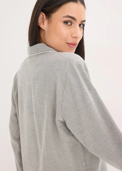 Pigiama in flanella con motivo a spina di pesce, bonprix