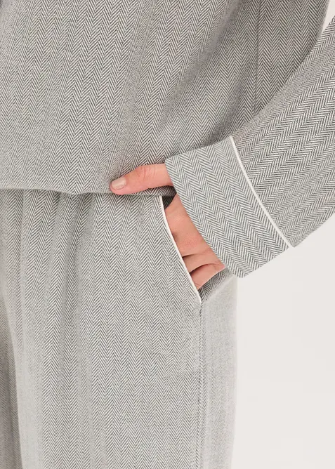 Pigiama in flanella con motivo a spina di pesce, bonprix