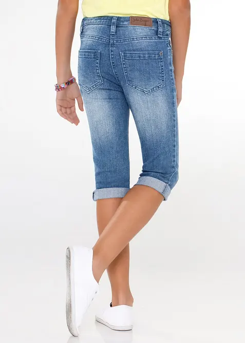 Jeans capri regolabili in vita, vita media, bonprix