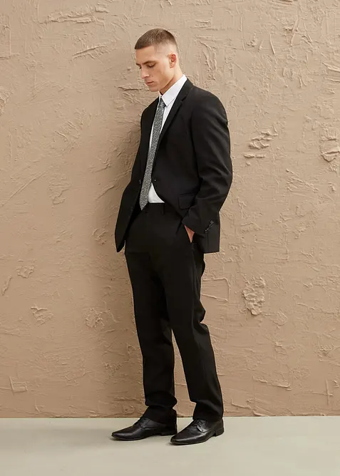 Completo (4 pezzi) giacca, pantaloni, camicia, cravatta, regular fit, bonprix