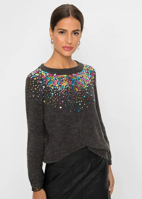 Maglione con paillettes colorate, bonprix