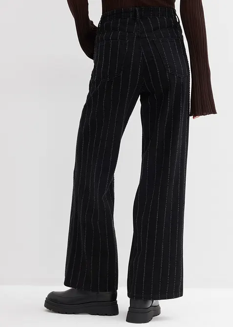 Jeans wide leg con effetti destroyed, vita alta, bonprix