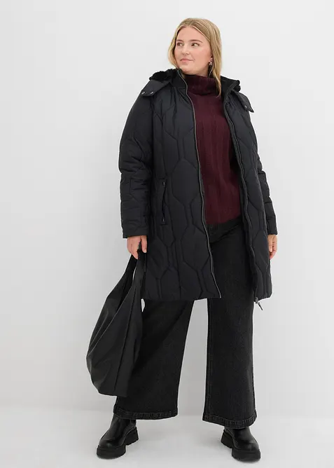 Cappotto corto con trapuntatura a diamante e zip laterali, bonprix