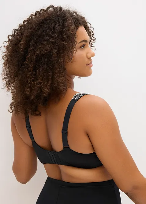 Reggiseno contenitivo senza ferretto con spalline imbottite e ricamo, bonprix