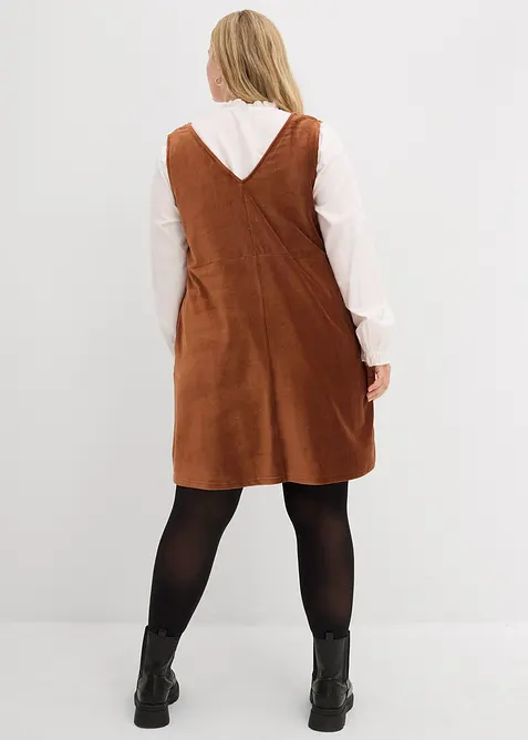 Abito salopette in jersey di velluto, bonprix