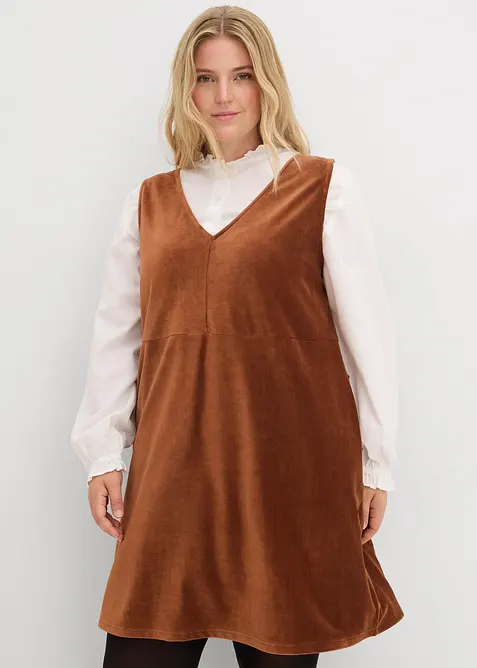 Abito salopette in jersey di velluto, bonprix