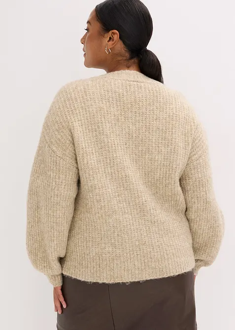 Cardigan in filato grosso di misto lana morbido, bonprix
