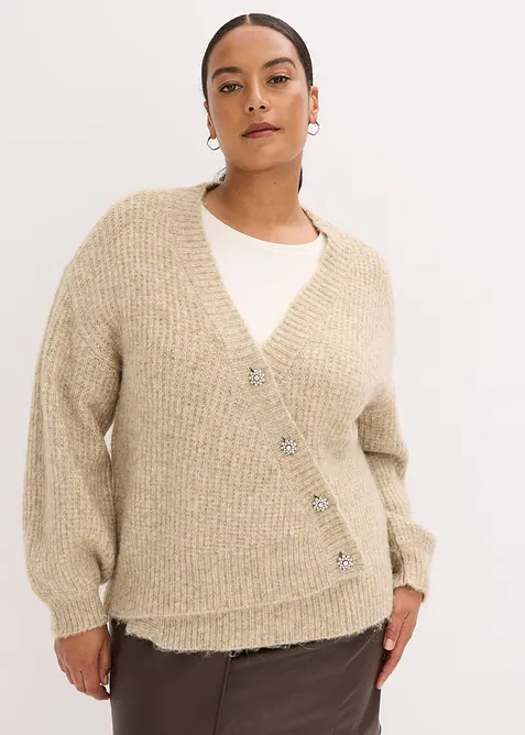 Cardigan in filato grosso di misto lana morbido, bonprix