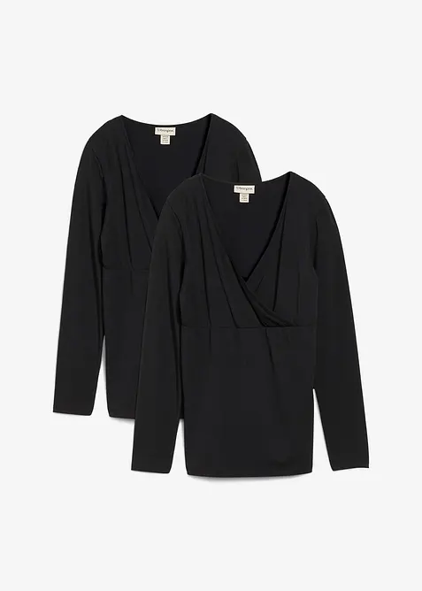 Maglia prémaman / da allattamento 2 in 1 in puro cotone biologico (pacco da 2), bonprix