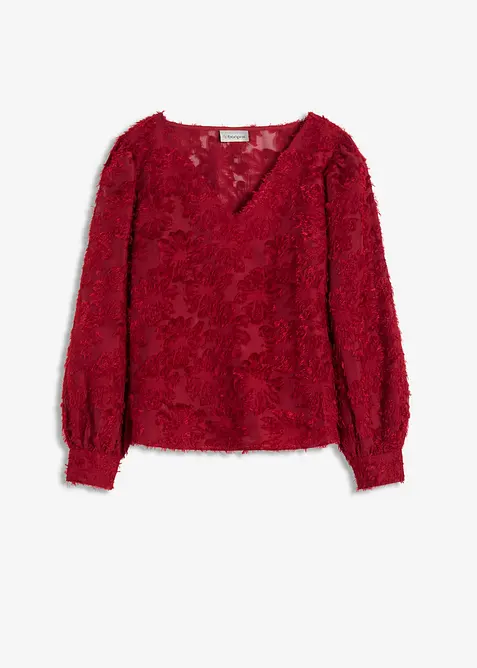 Blusa con motivo floreale strutturato, bonprix