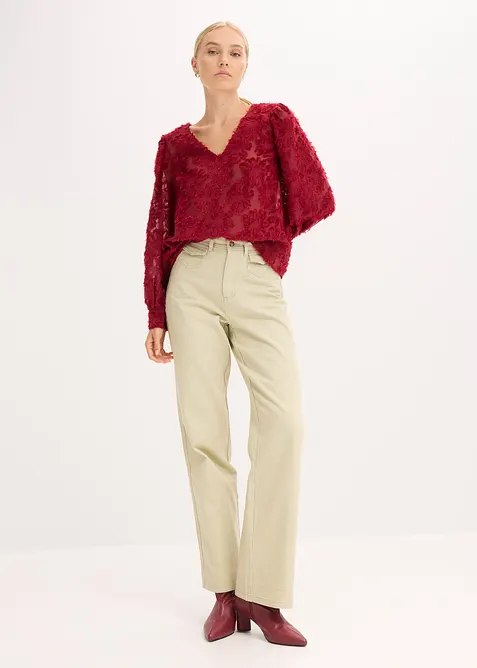 Blusa con motivo floreale strutturato, bonprix