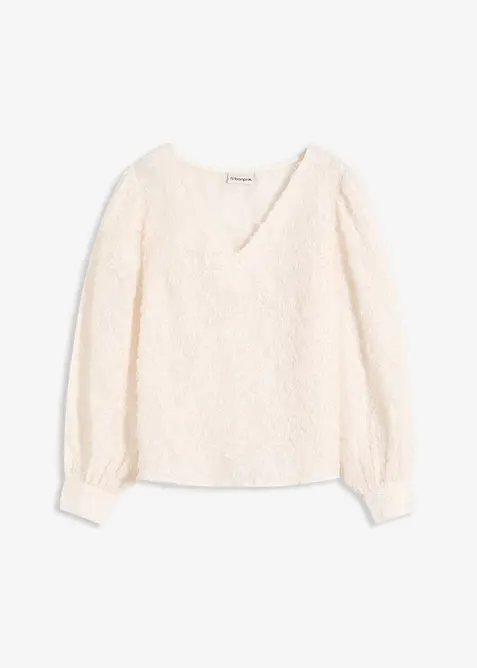 Blusa con motivo floreale strutturato, bonprix