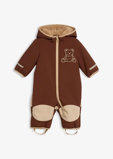 Tuta in softshell con fodera in pile teddy e cappuccio, bonprix