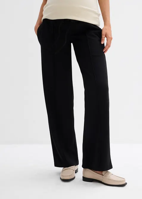 Pantaloni prémaman in punto di Roma a gamba larga e dalla linea dritta, bonprix