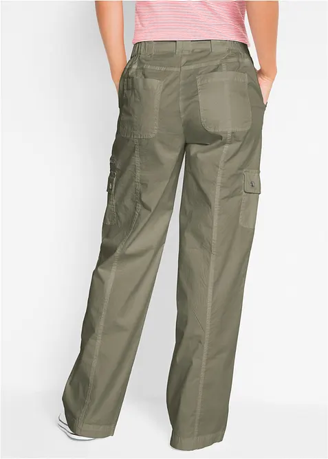 Pantaloni cargo in cotone, vita media, bonprix
