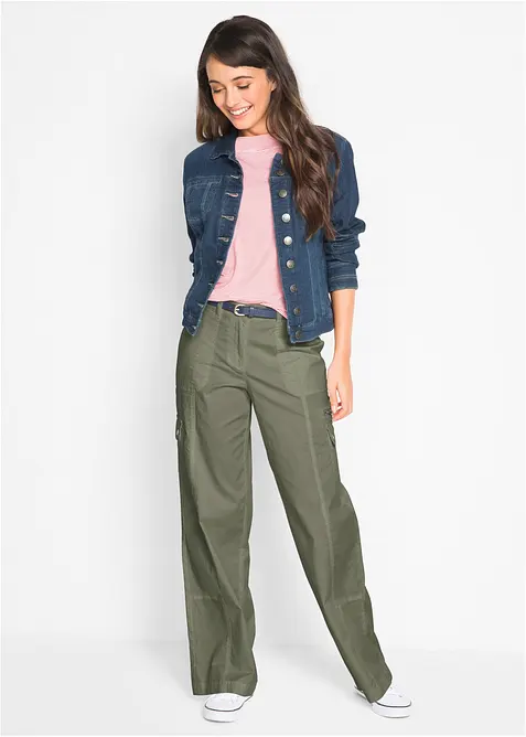 Pantaloni cargo in cotone, vita media, bonprix